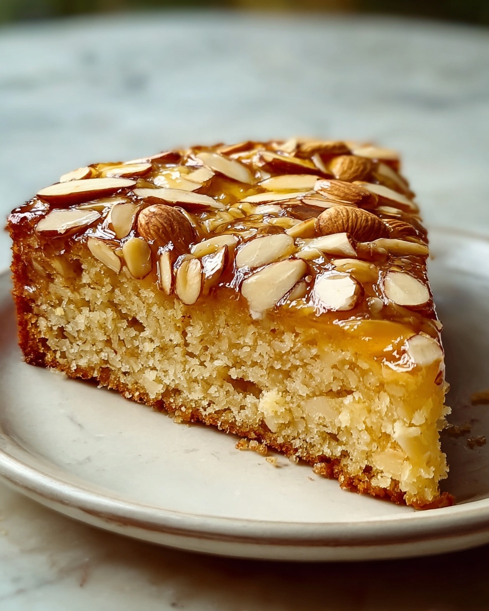 Almond Cake with Sliced Almond Topping and Vanilla-Bean Cream Recipe - Recipe Image