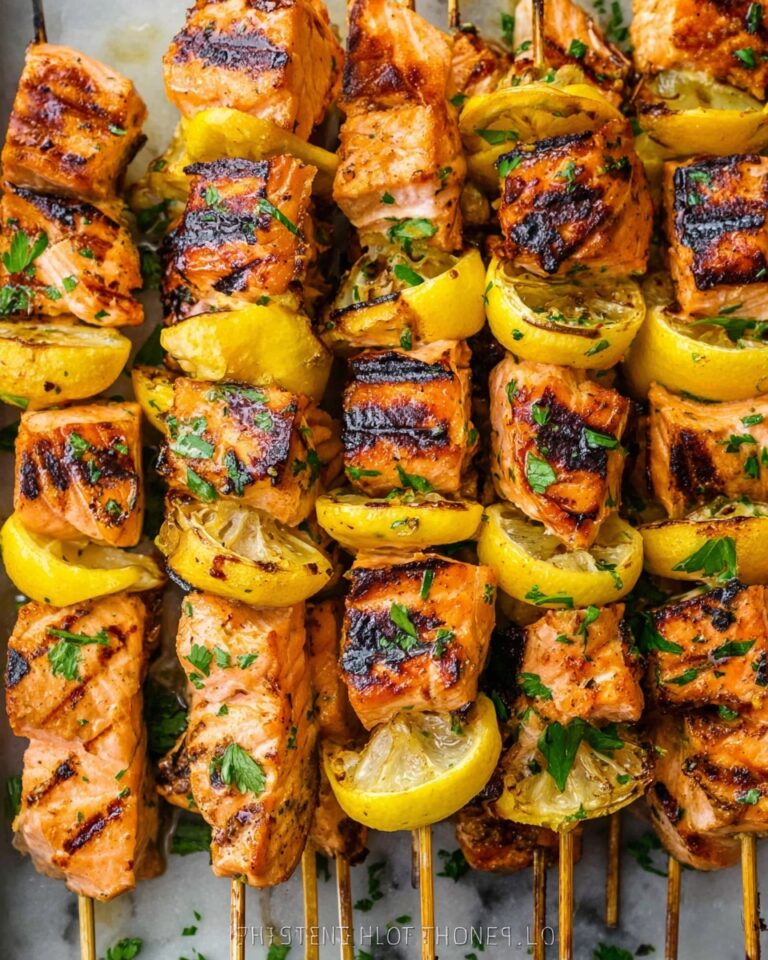 Grilled Salmon Skewers with Garlic and Dijon Recipe