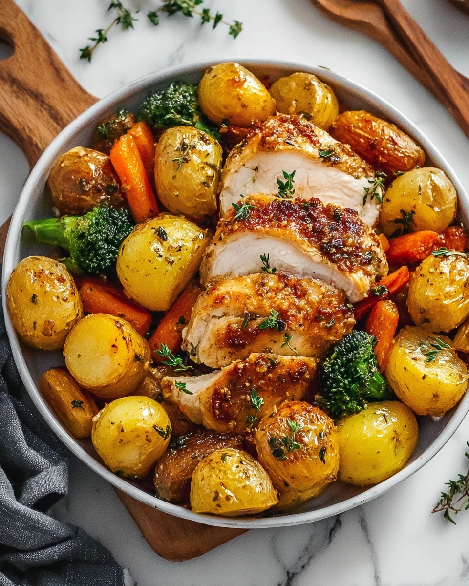 One Pan Honey Mustard Chicken & Veggies Recipe - Recipe Image