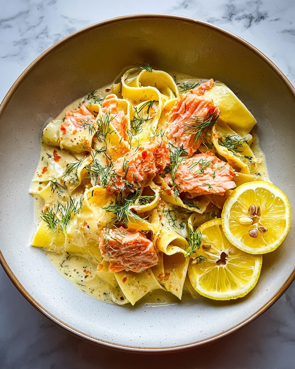 Citrus-Scented Pappardelle with Slow-Roasted Salmon Recipe - Recipe Image
