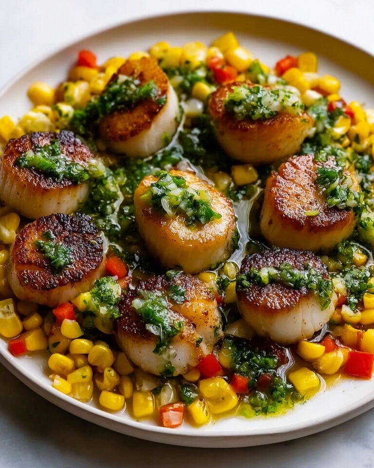 Scallops with Sautéed Corn & Chimichurri Recipe