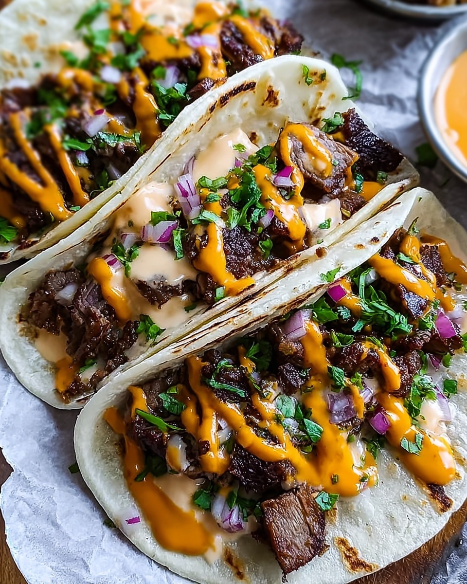 Garlic Butter Honey BBQ Beef Tacos Recipe - Recipe Image
