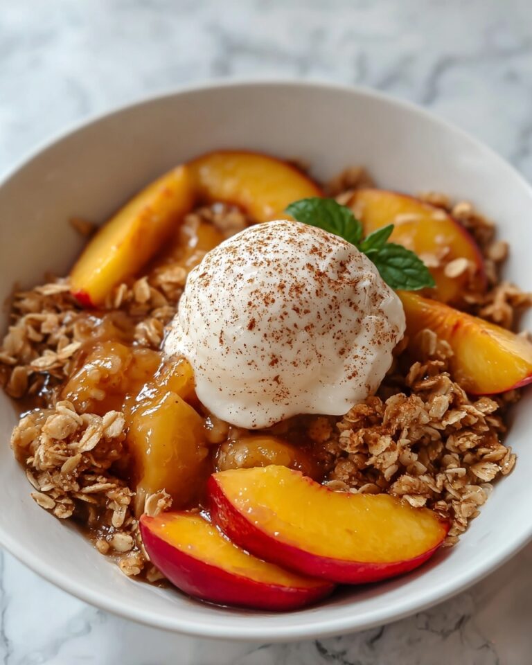 Easy Homemade Peach Crisp with Ice Cream Recipe
