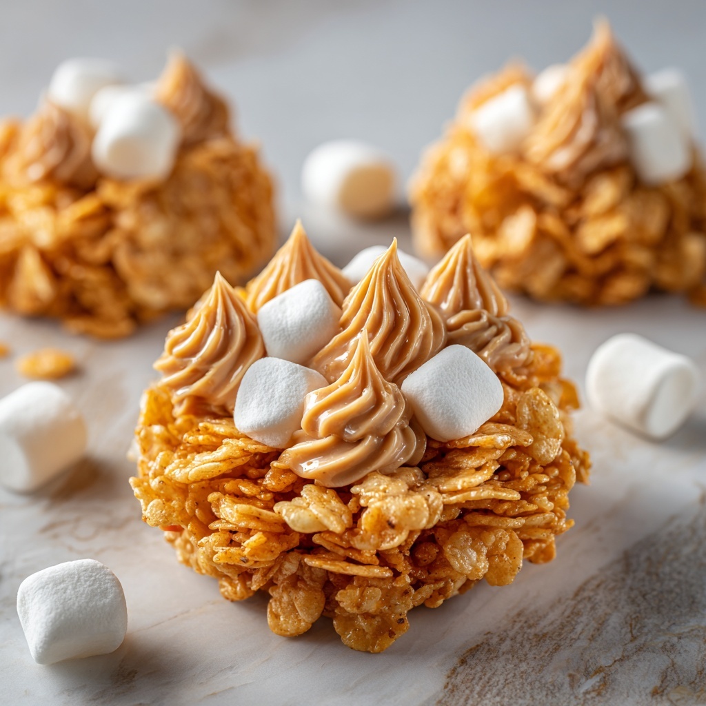 No-Bake Peanut Butter Cornflake Cookies with Marshmallows Recipe - Recipe Image
