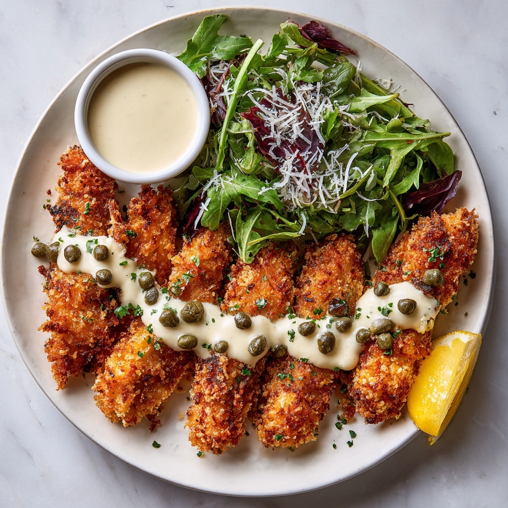 Parmesan Crusted Chicken Tenders with Lemon Cream Sauce Recipe - Recipe Image