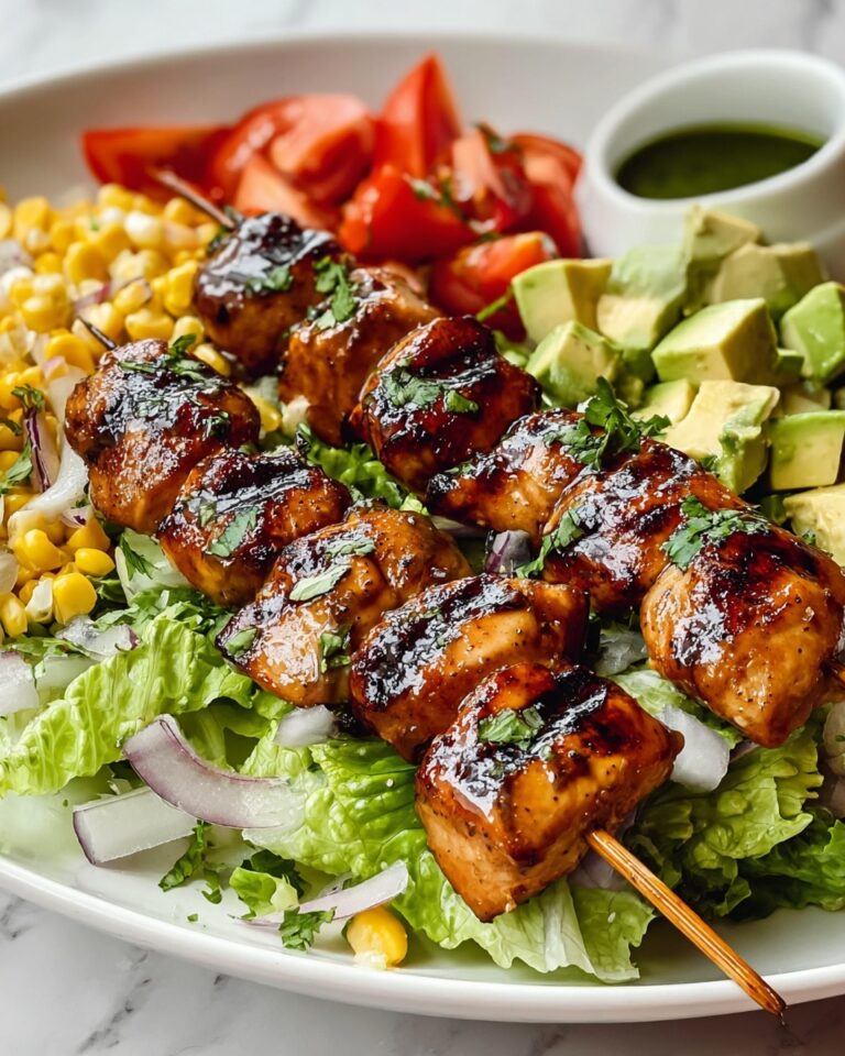 BBQ Chicken Skewer Salad with Herby Ranch Dressing Recipe