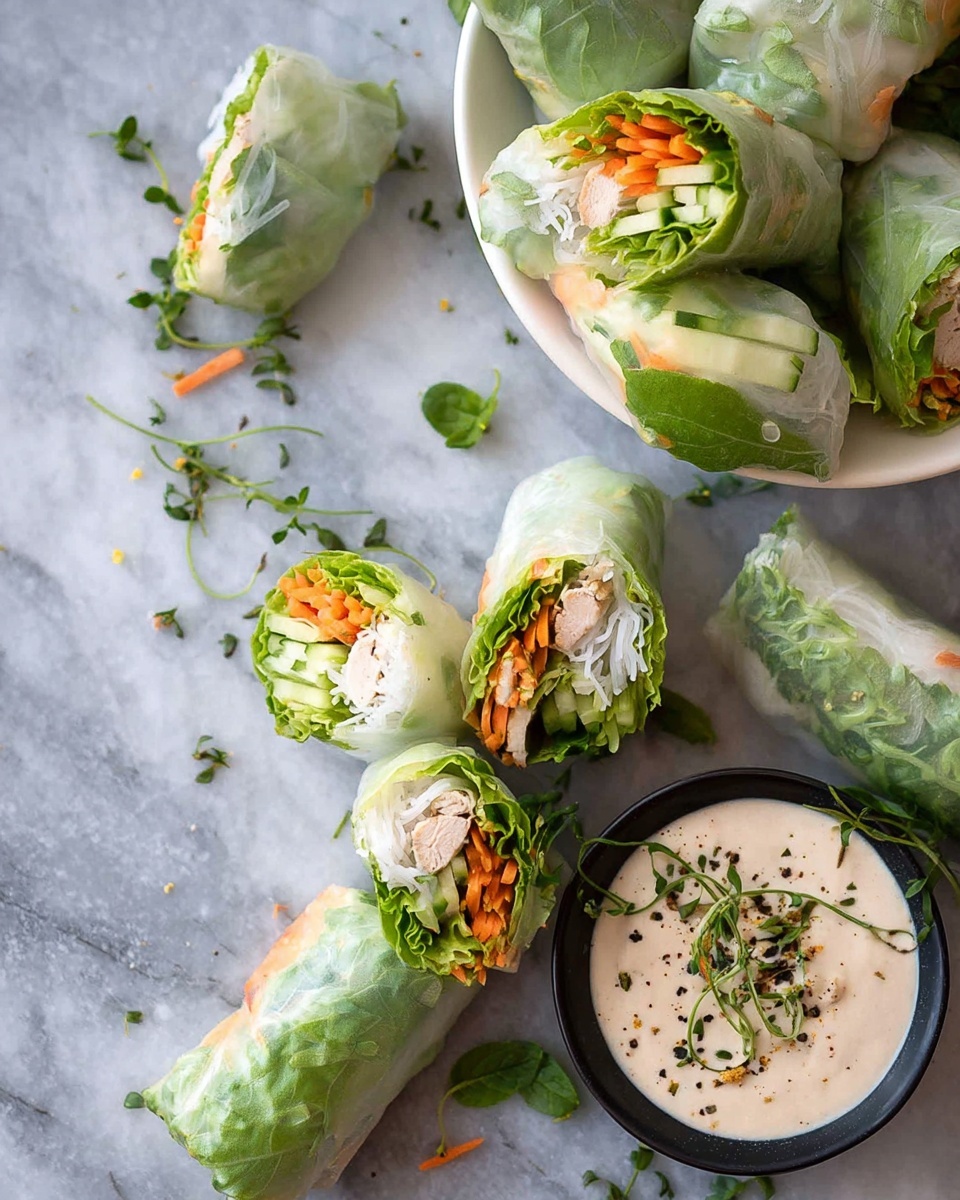 Chicken Salad Rolls with Miso Tarragon Dipping Sauce Recipe - Recipe Image