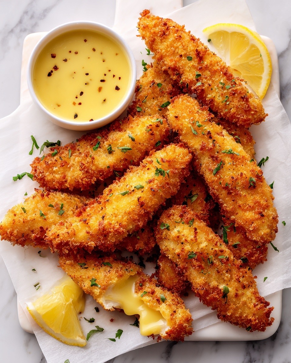 Baked Breaded Chicken Strips with Honey Mustard Dip Recipe - Recipe Image