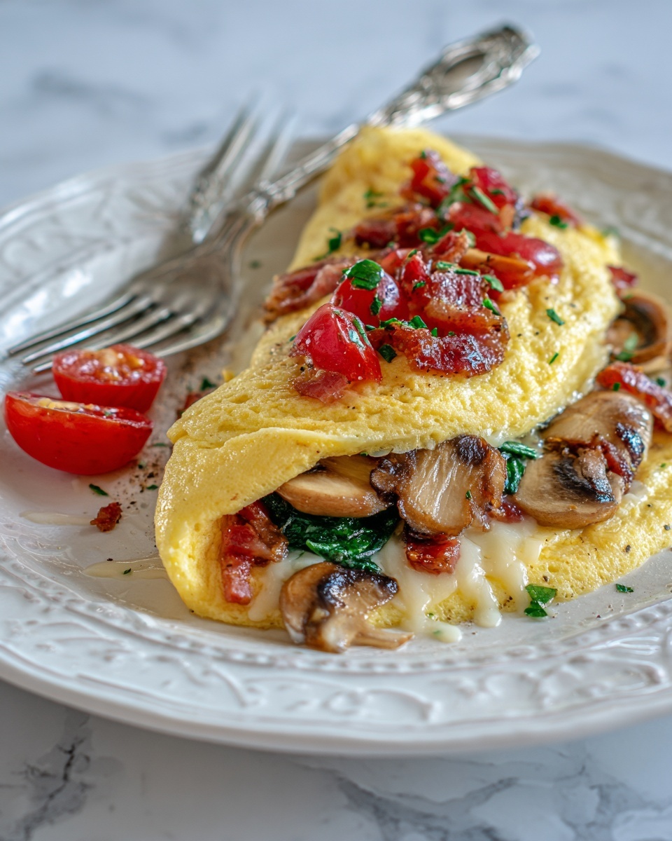 Bacon Spinach & Mushroom Egg White Omelette Recipe - Recipe Image