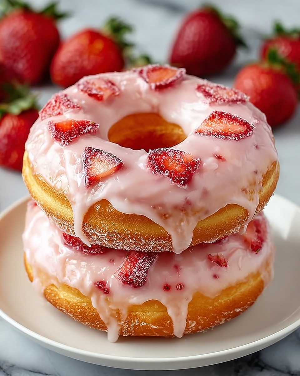 Fluffy and Fruity Baked Strawberry Cake Donuts Recipe - Recipe Image