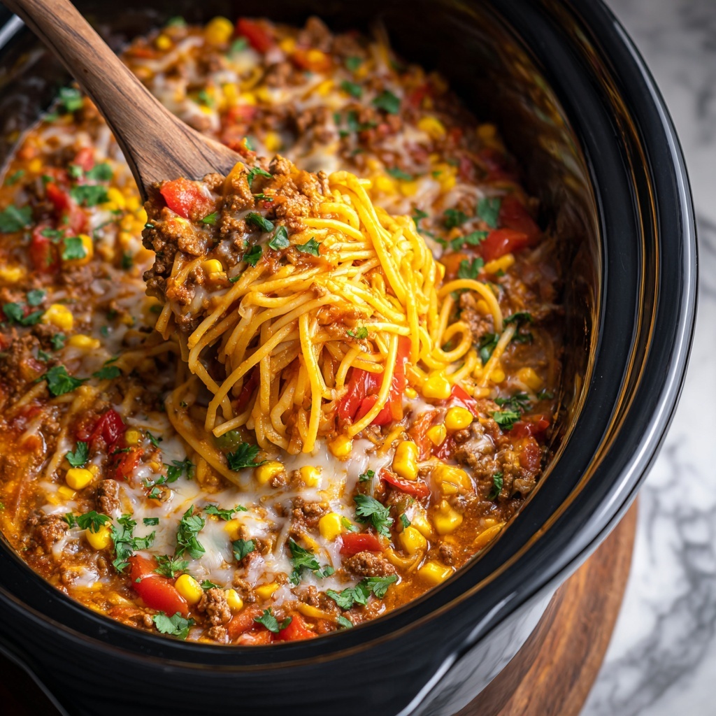 CrockPot Taco Spaghetti Recipe - Recipe Image