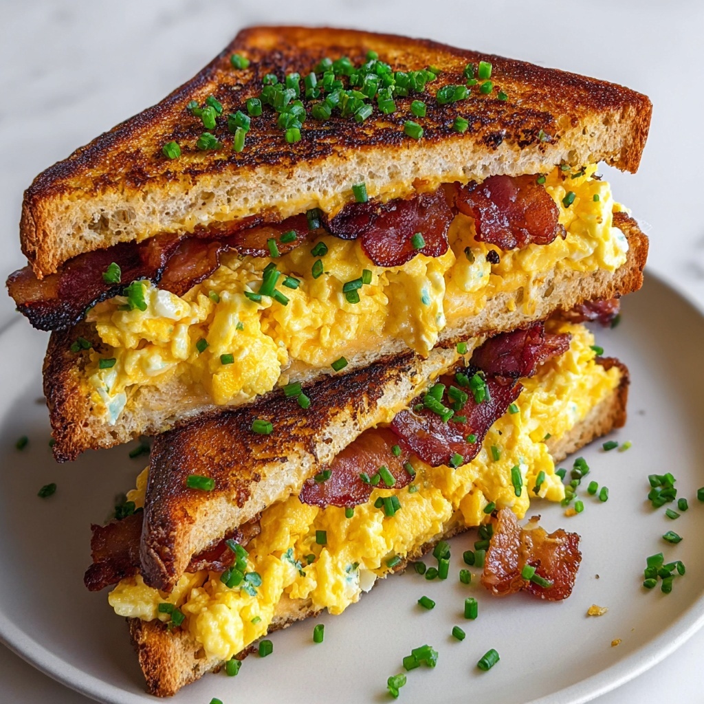 Ultimate Breakfast Grilled Cheese with Scrambled Eggs and Bacon Recipe - Recipe Image