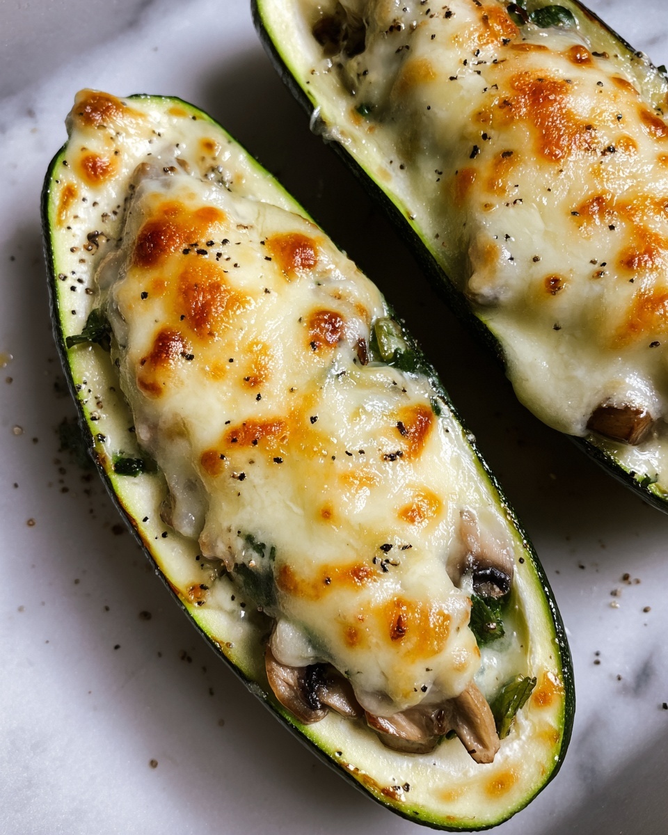 Spinach, Mushroom, and Ricotta Stuffed Zucchini Recipe - Recipe Image
