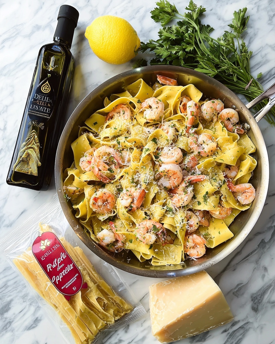 Pappardelle with Shrimp, Garlic, and Lemon Oil Recipe - Recipe Image