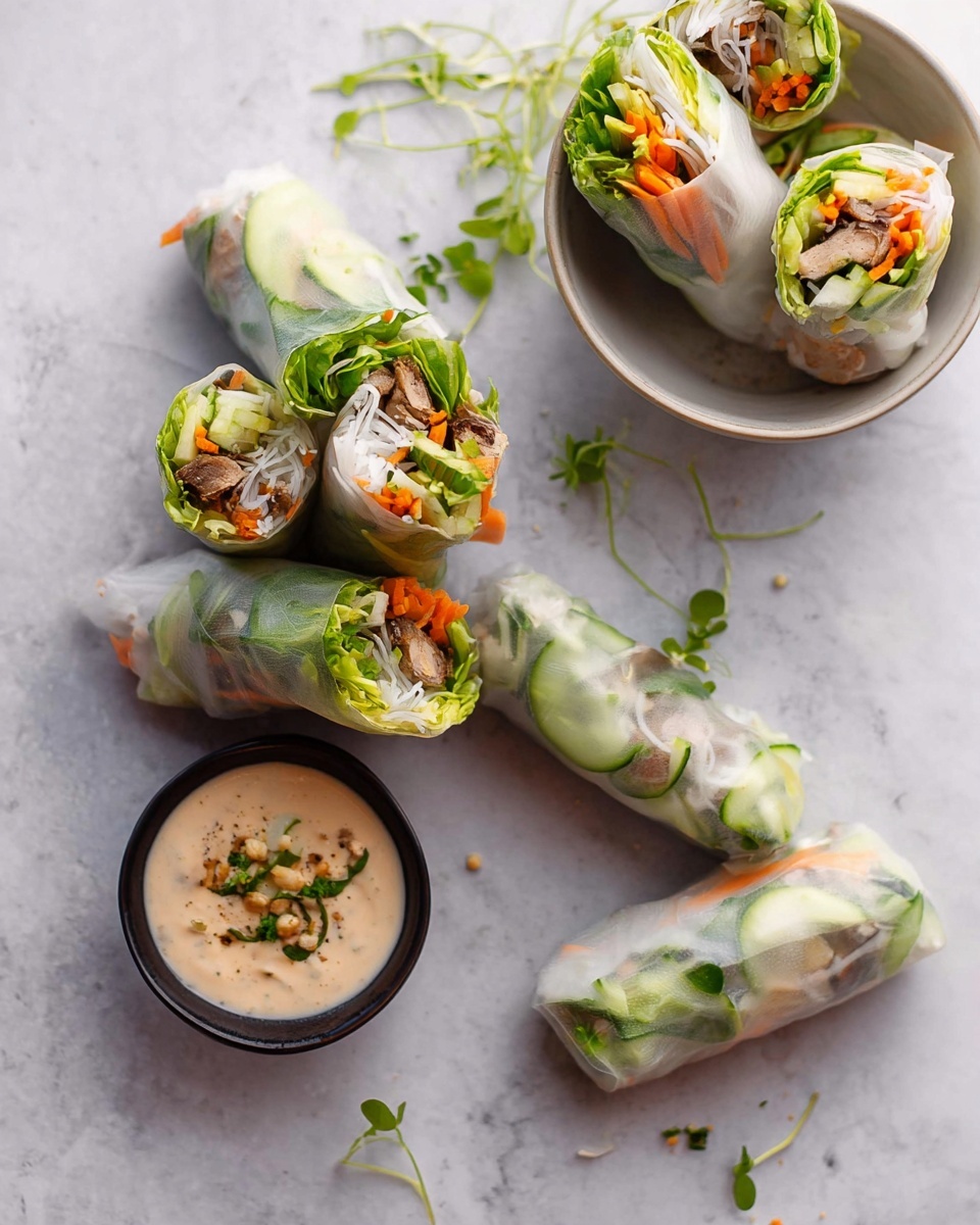 Chicken Salad Rolls with Miso Tarragon Dipping Sauce Recipe - Recipe Image