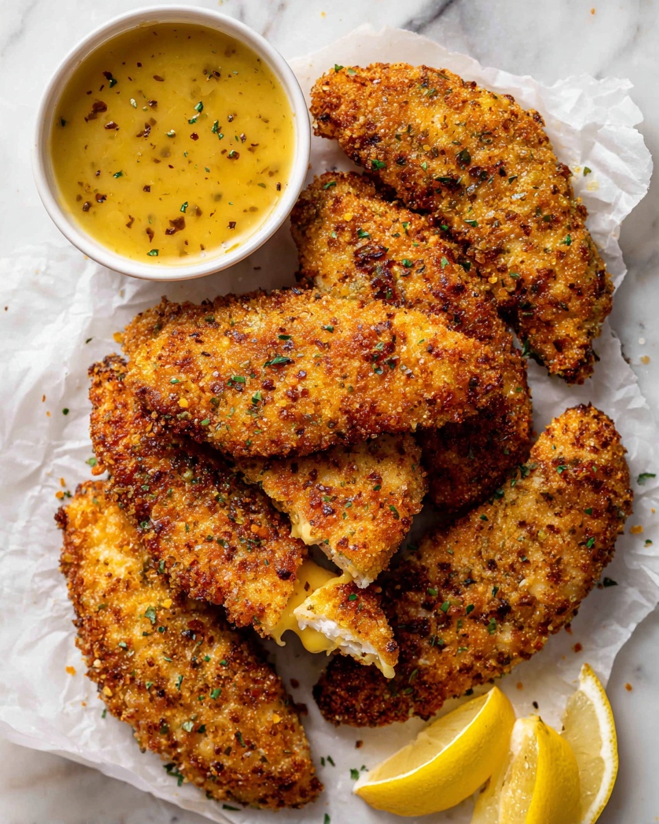 Baked Breaded Chicken Strips with Honey Mustard Dip Recipe - Recipe Image