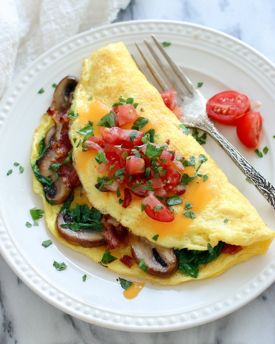Bacon Spinach & Mushroom Egg White Omelette Recipe - Recipe Image