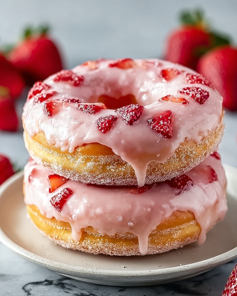 Fluffy and Fruity Baked Strawberry Cake Donuts Recipe - Recipe Image