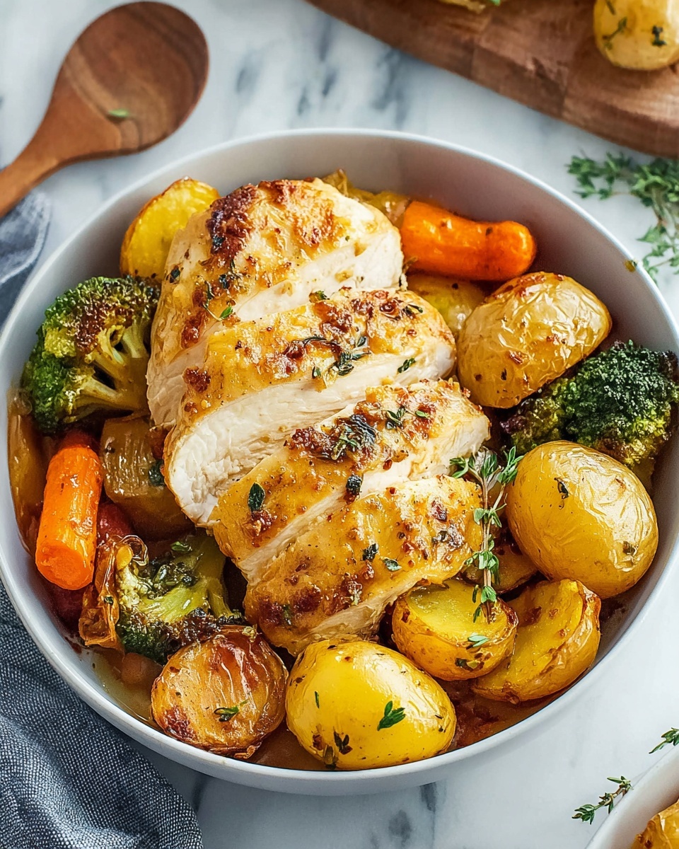 One Pan Honey Mustard Chicken & Veggies Recipe - Recipe Image