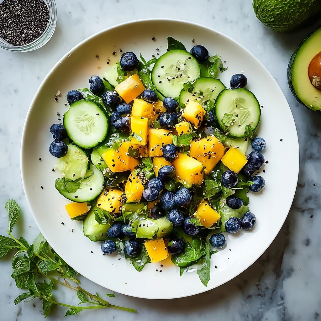 Mango Cucumber Salad with Blueberries and Avocado Recipe - Recipe Image