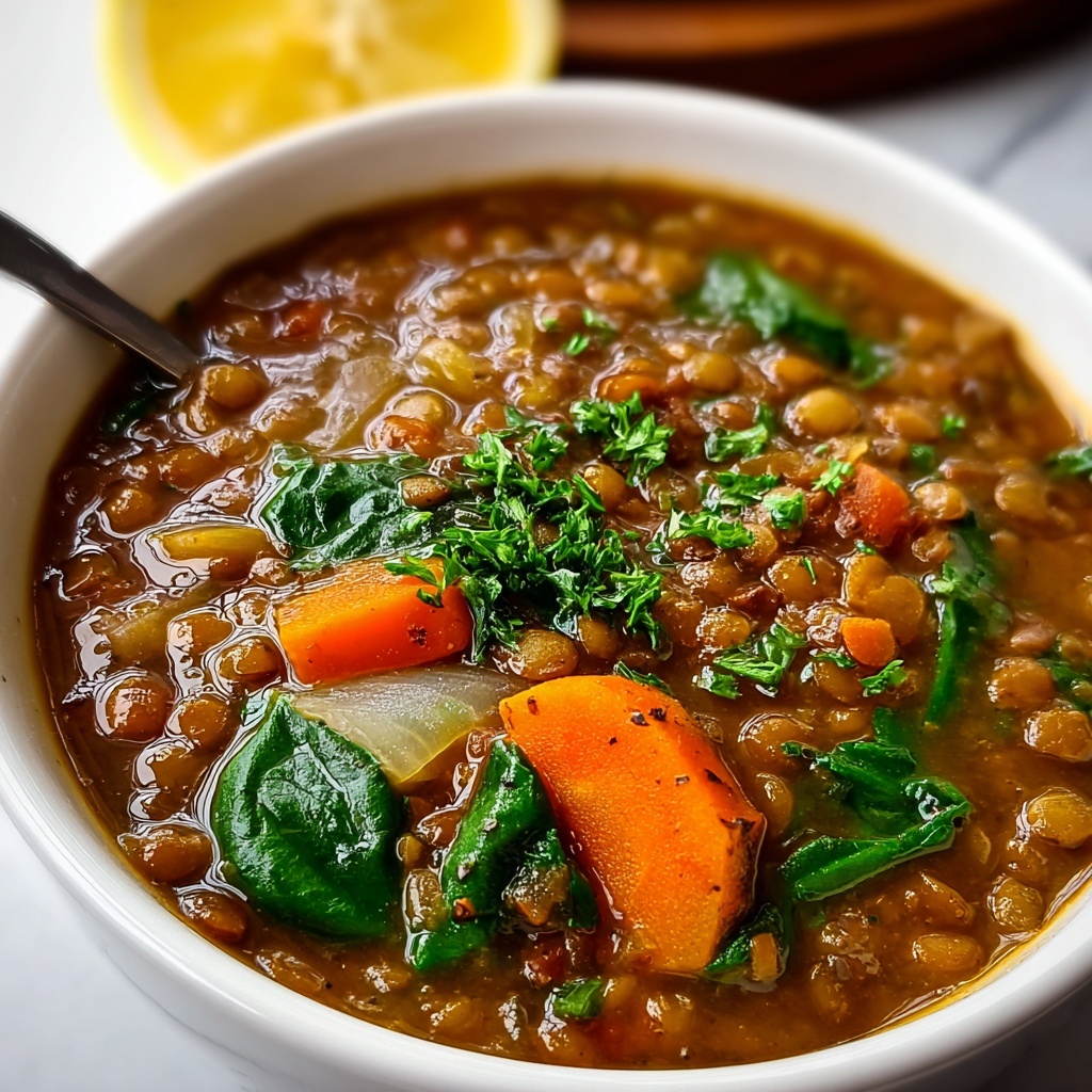 Vegetarian Lentil Soup with Spices and Fresh Greens Recipe - Recipe Image