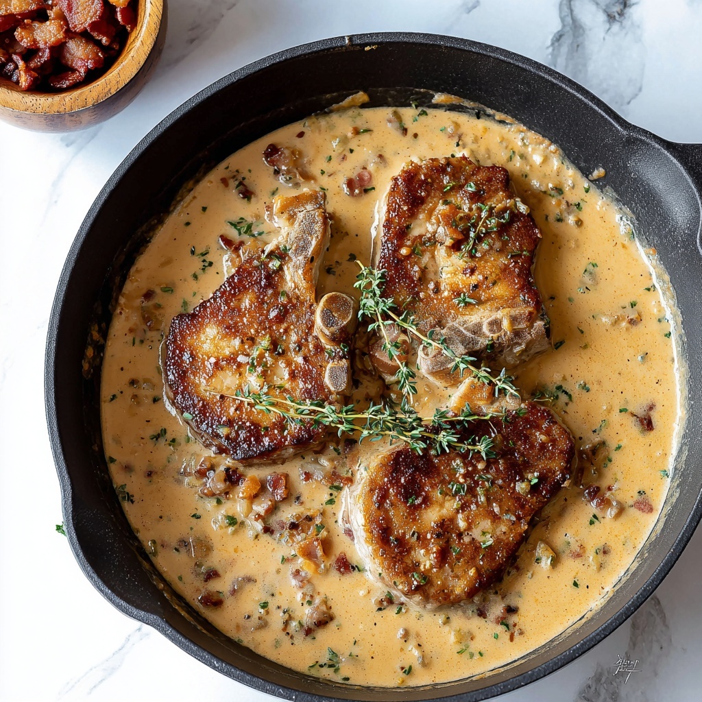Country Fried Pork Chops with Bacon Gravy Recipe - Recipe Image