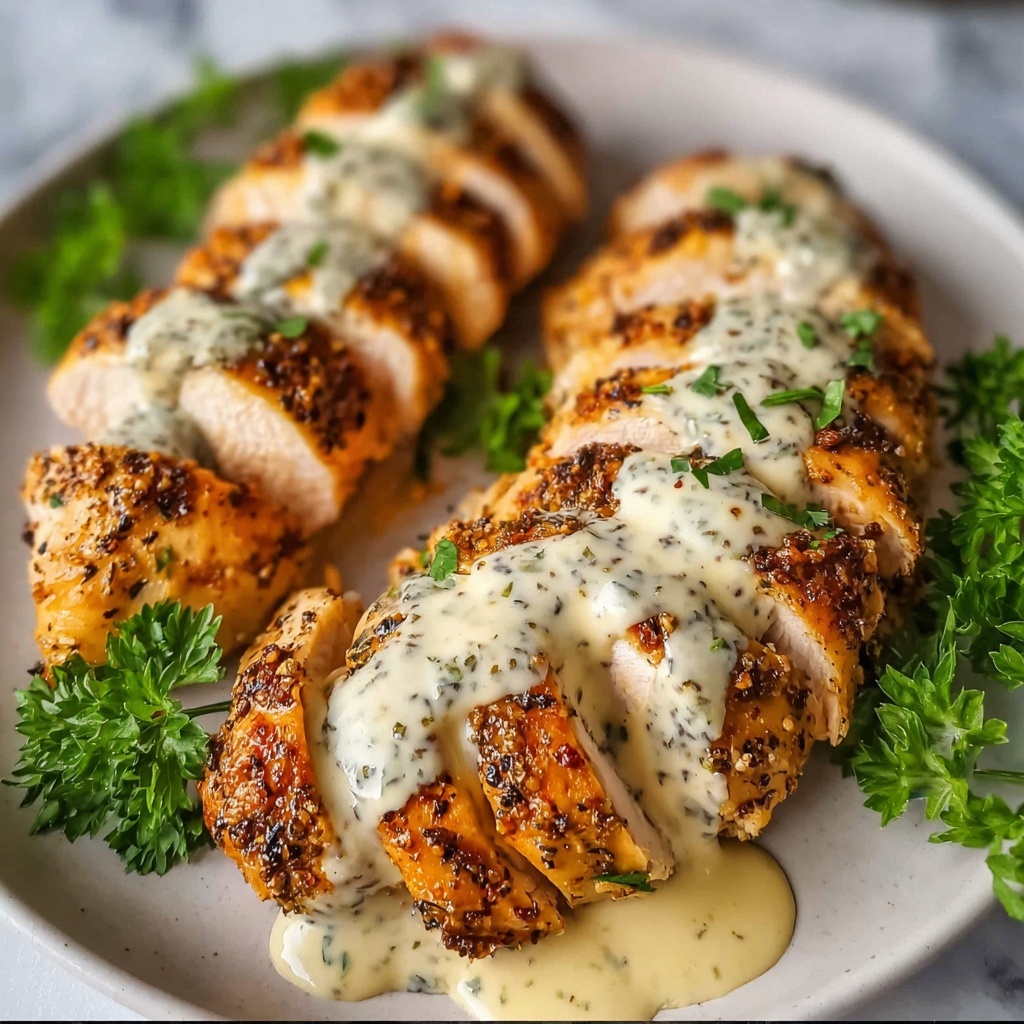 Juicy Baked Caesar Chicken with Parmesan Sauce Recipe - Recipe Image