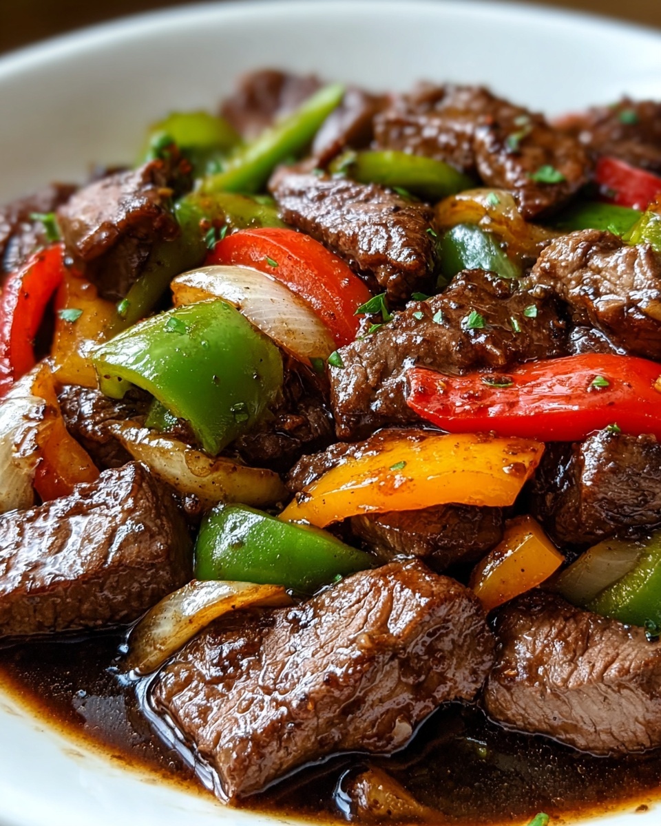 Pepper Steak with Bell Peppers and Onion Recipe - Recipe Image