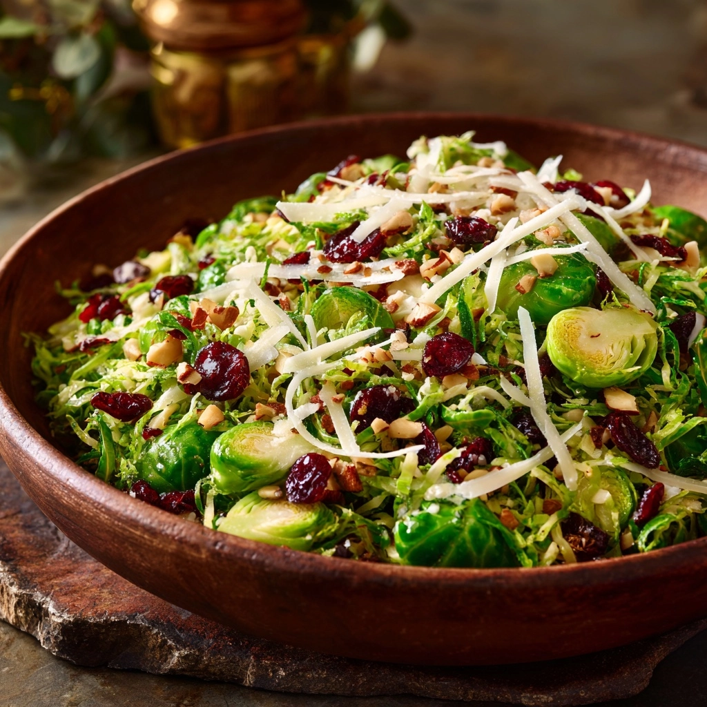 Brussels Sprout Salad with Cranberries and Parmesan Recipe - Recipe Image
