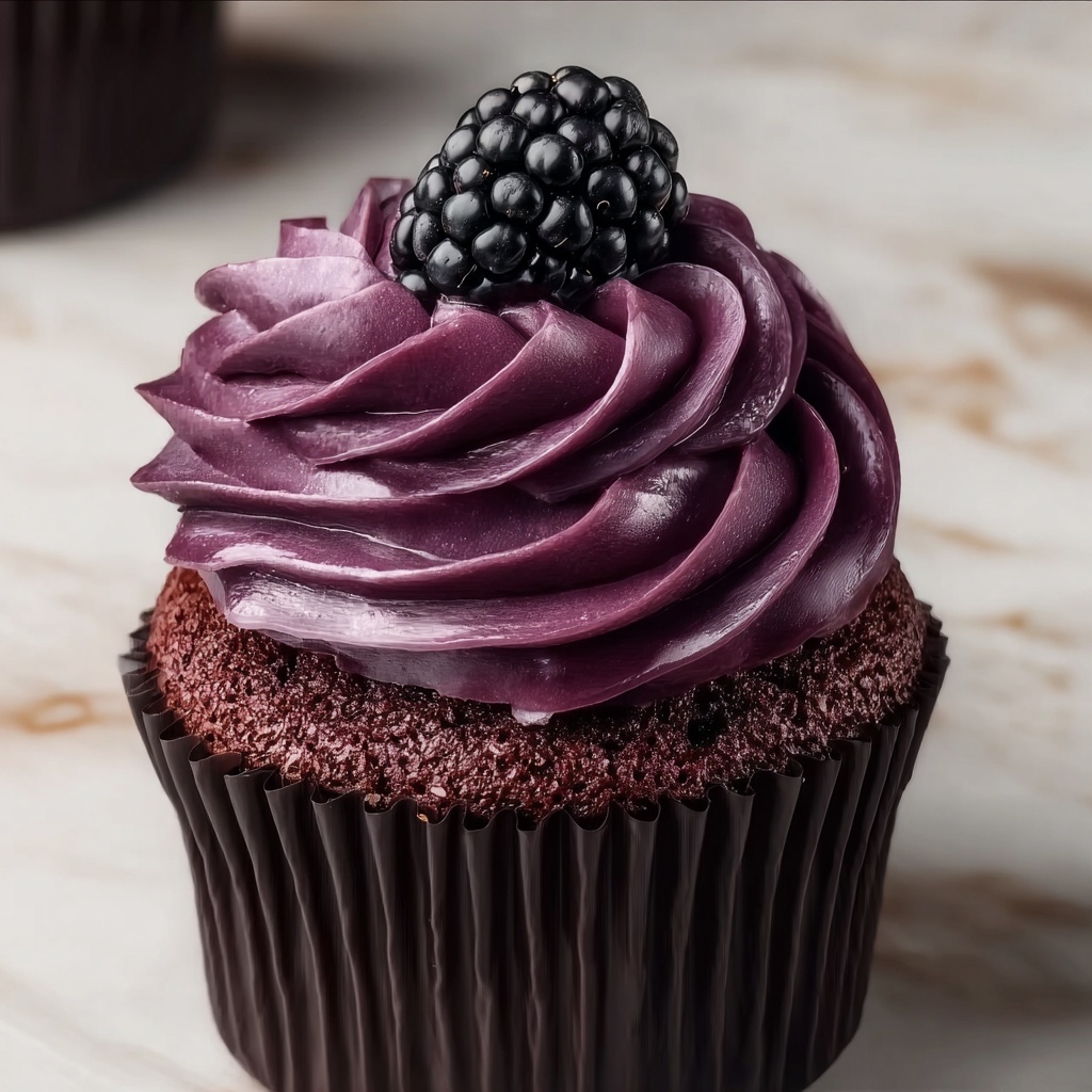 Dark Chocolate Blackberry Cupcakes Recipe - Recipe Image