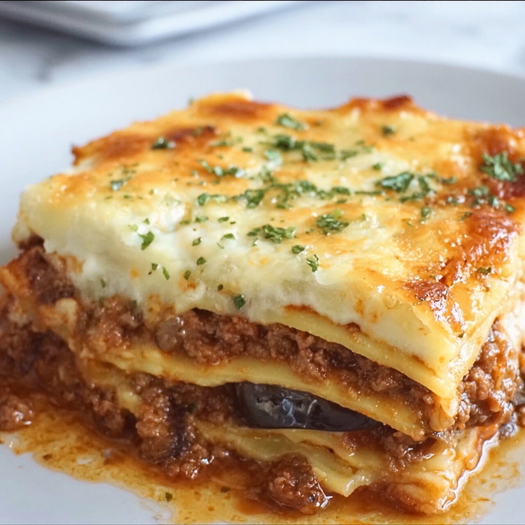 Classic Greek Eggplant Moussaka Recipe - Recipe Image
