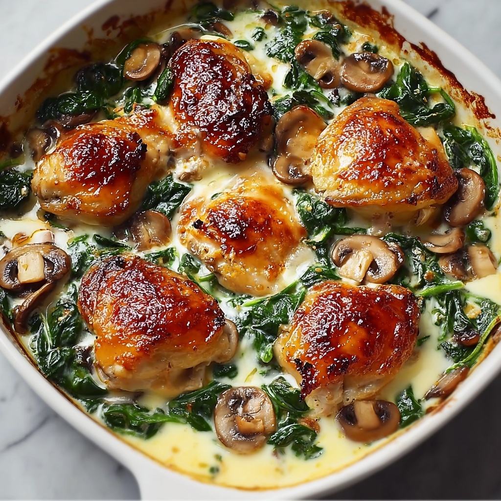 Chicken, Spinach, and Mushroom Low-Carb Oven Dish Recipe - Recipe Image