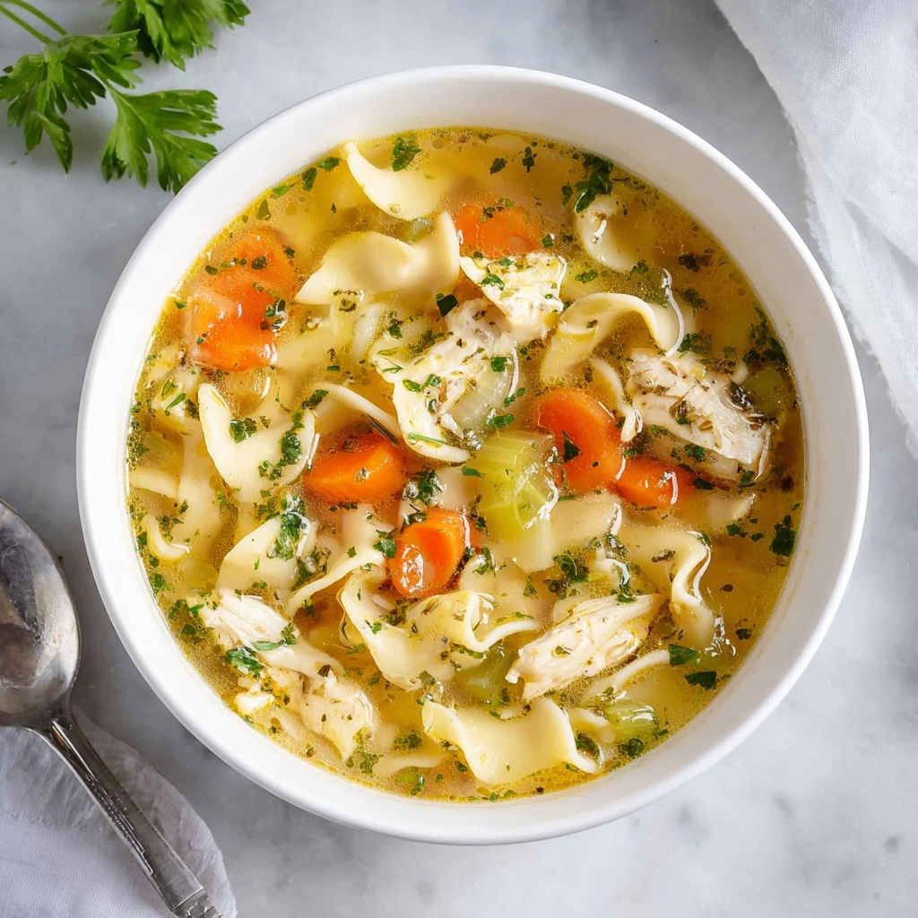 Creamy Chicken Noodle Soup with Fresh Vegetables Recipe - Recipe Image