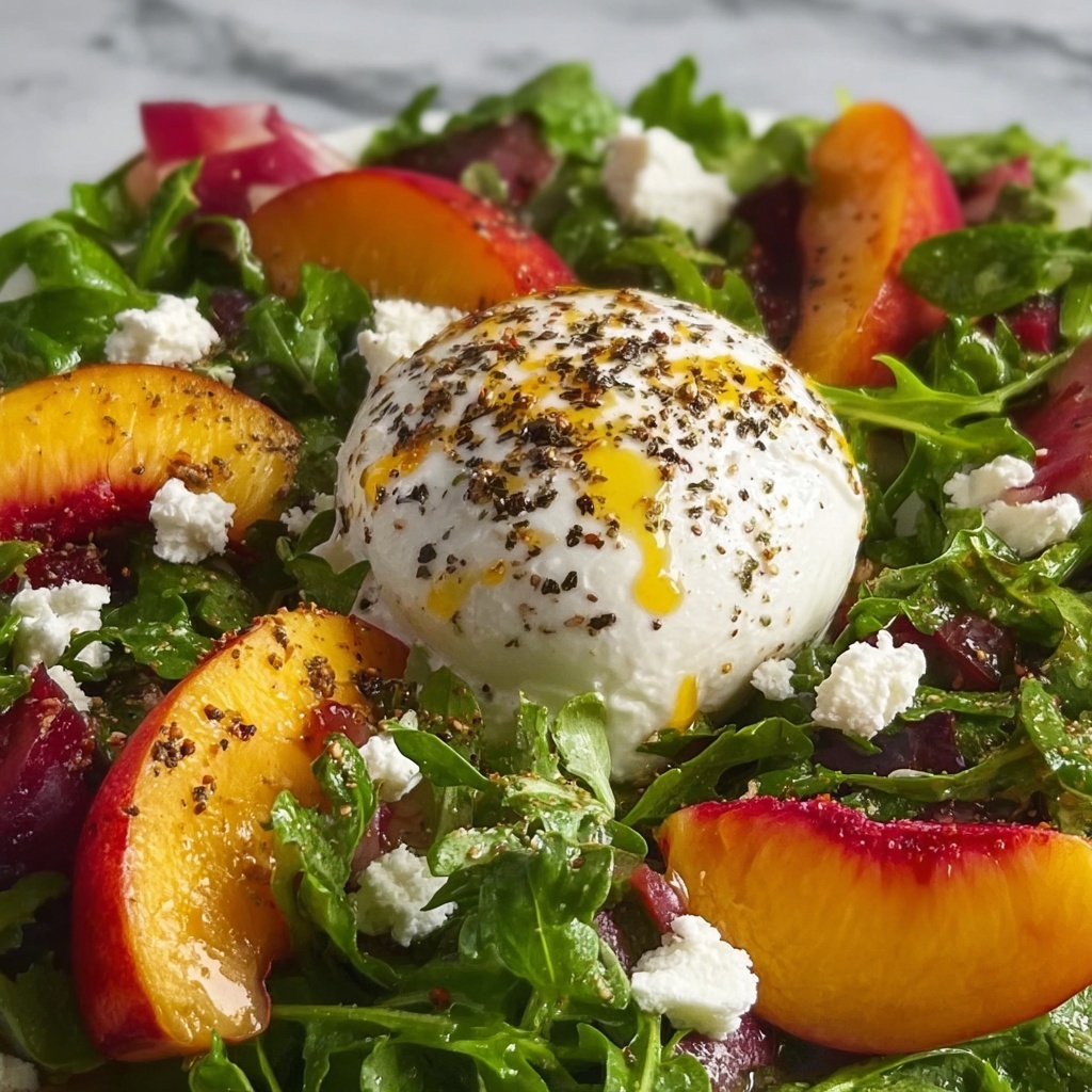 Peach Burrata Salad with Toasted Nuts and Balsamic Glaze Recipe - Recipe Image