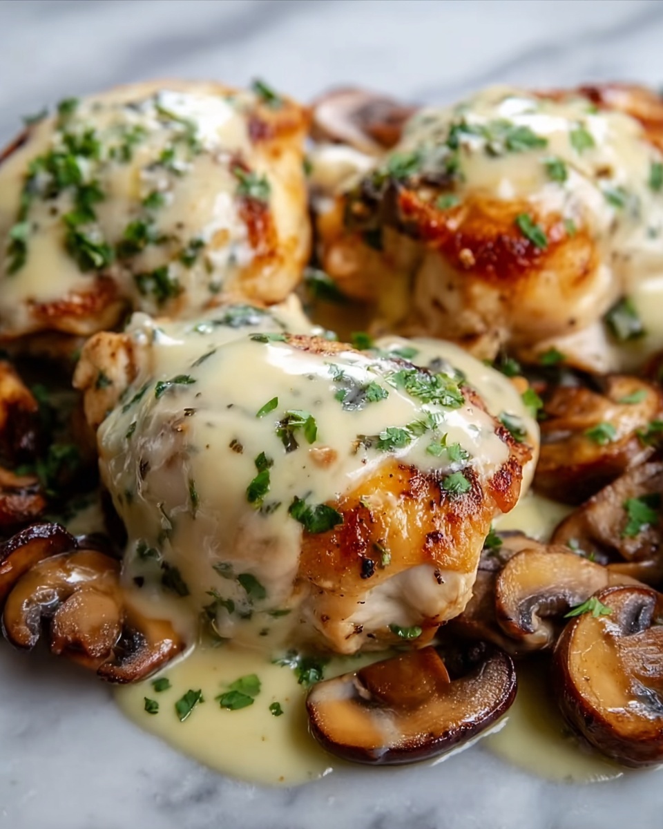 Cheesy Garlic Butter Mushroom Stuffed Chicken Recipe - Recipe Image