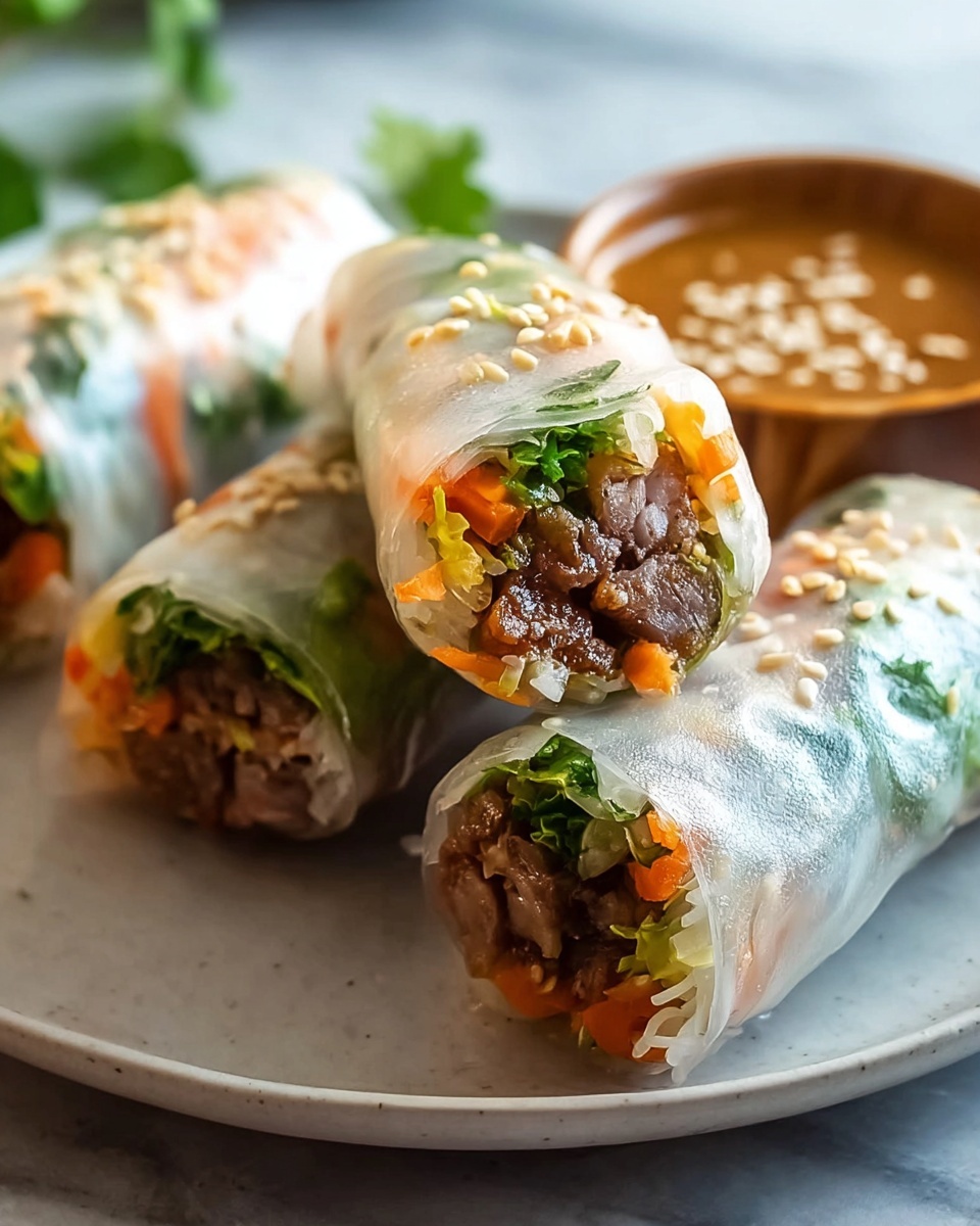 Beef Spring Rolls with Peanut Lime Sauce Recipe - Recipe Image