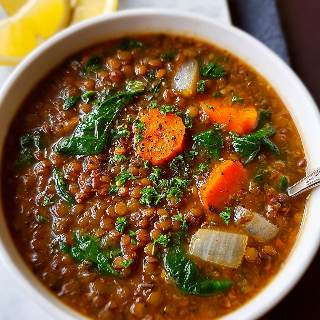 Vegetarian Lentil Soup with Spices and Fresh Greens Recipe - Recipe Image