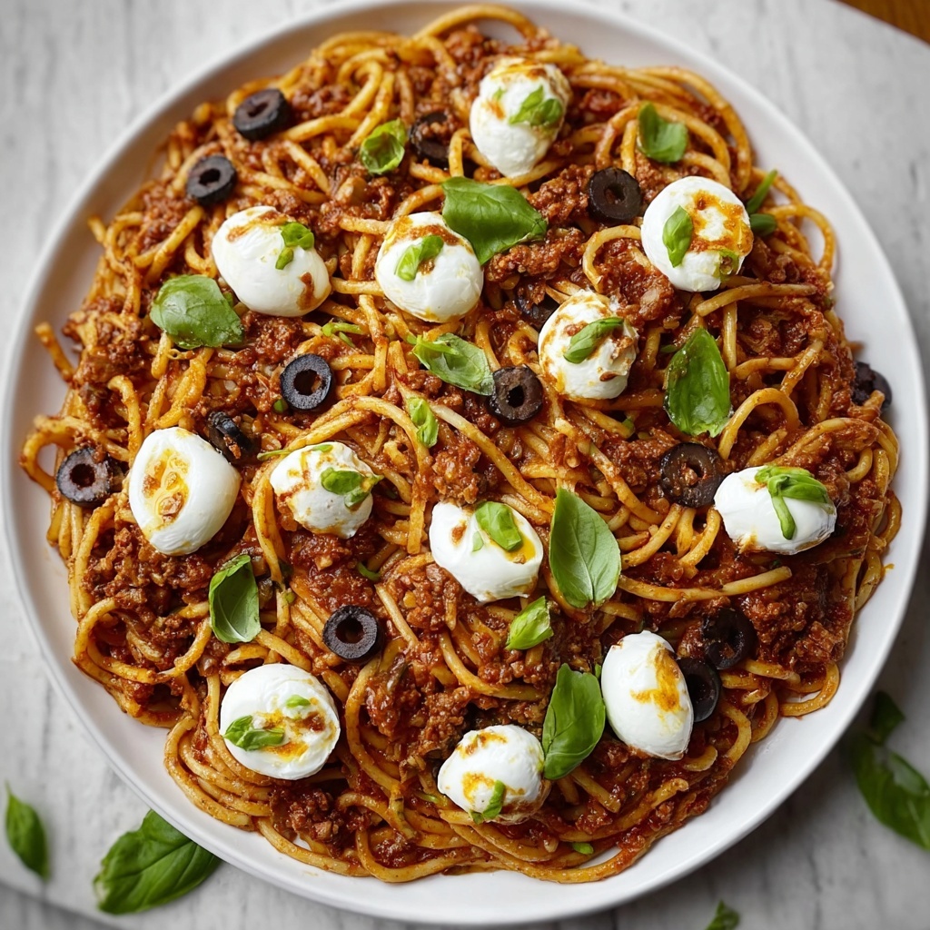 Bloody Spaghetti with Mozzarella Eyeballs Recipe - Recipe Image