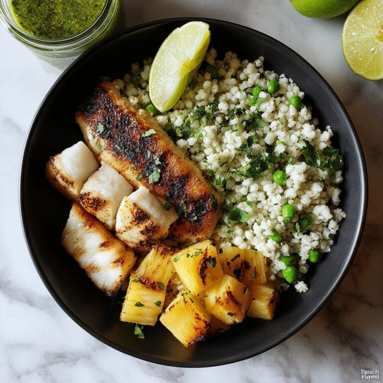 Fish Taco Bowl with Pineapple Lime Cauliflower Rice Recipe