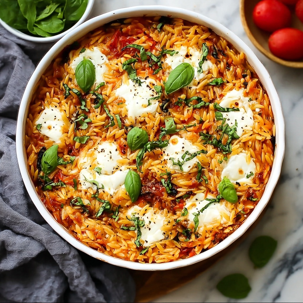 Baked Orzo Pasta with Spinach, Ricotta, and Mozzarella Recipe - Recipe Image