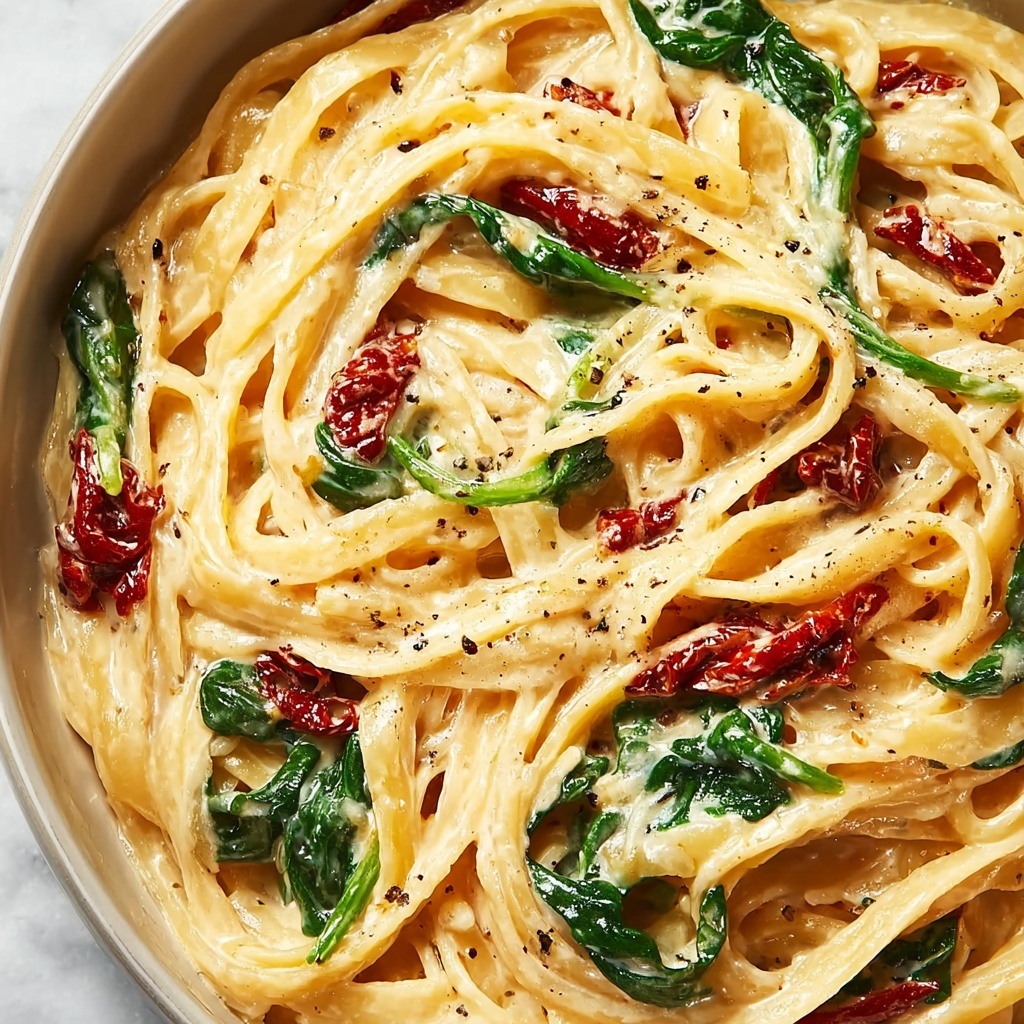 Linguine with Spinach and Sun-Dried Tomato Cream Sauce Recipe - Recipe Image