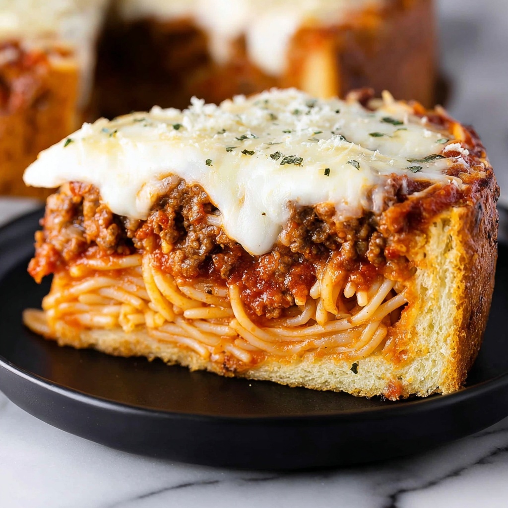 Spaghetti Boats with Crispy Garlic Bread Basket Recipe - Recipe Image