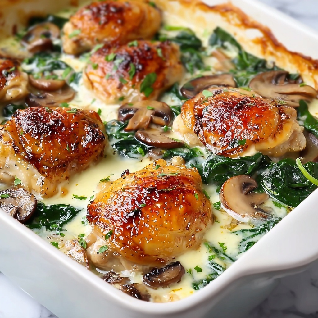 Chicken, Spinach, and Mushroom Low-Carb Oven Dish Recipe - Recipe Image