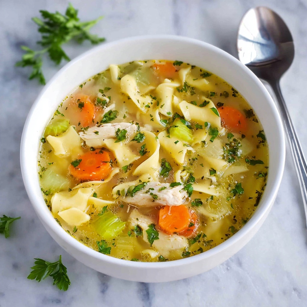 Creamy Chicken Noodle Soup with Fresh Vegetables Recipe - Recipe Image