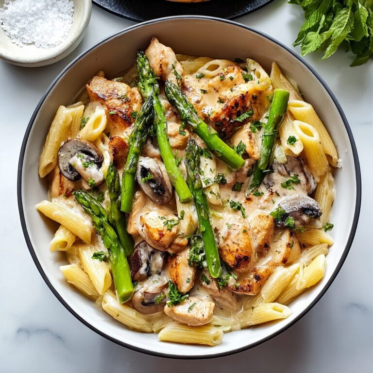 Creamy Mushroom and Asparagus Chicken Penne Recipe