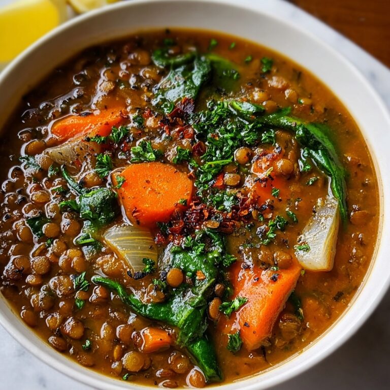 Vegetarian Lentil Soup with Spices and Fresh Greens Recipe