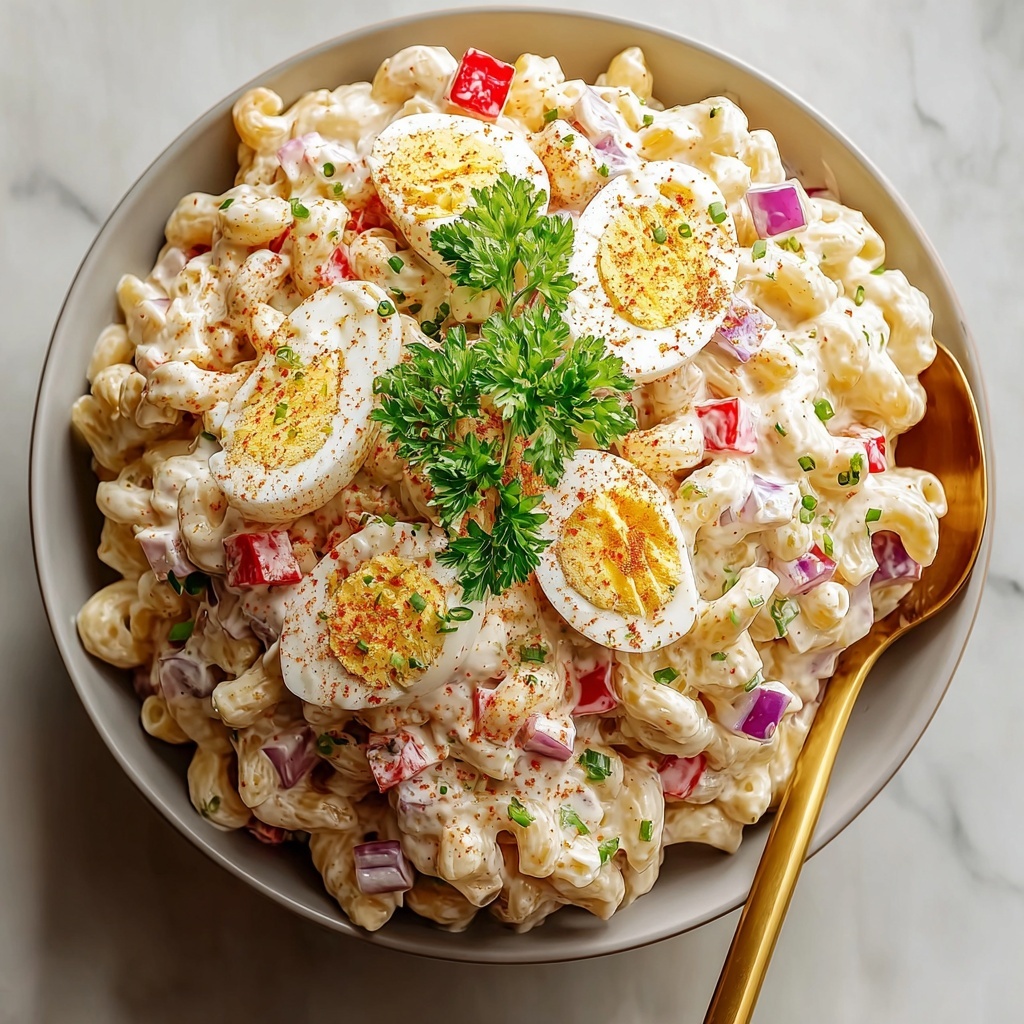 Classic Creamy American Macaroni Salad Recipe - Recipe Image