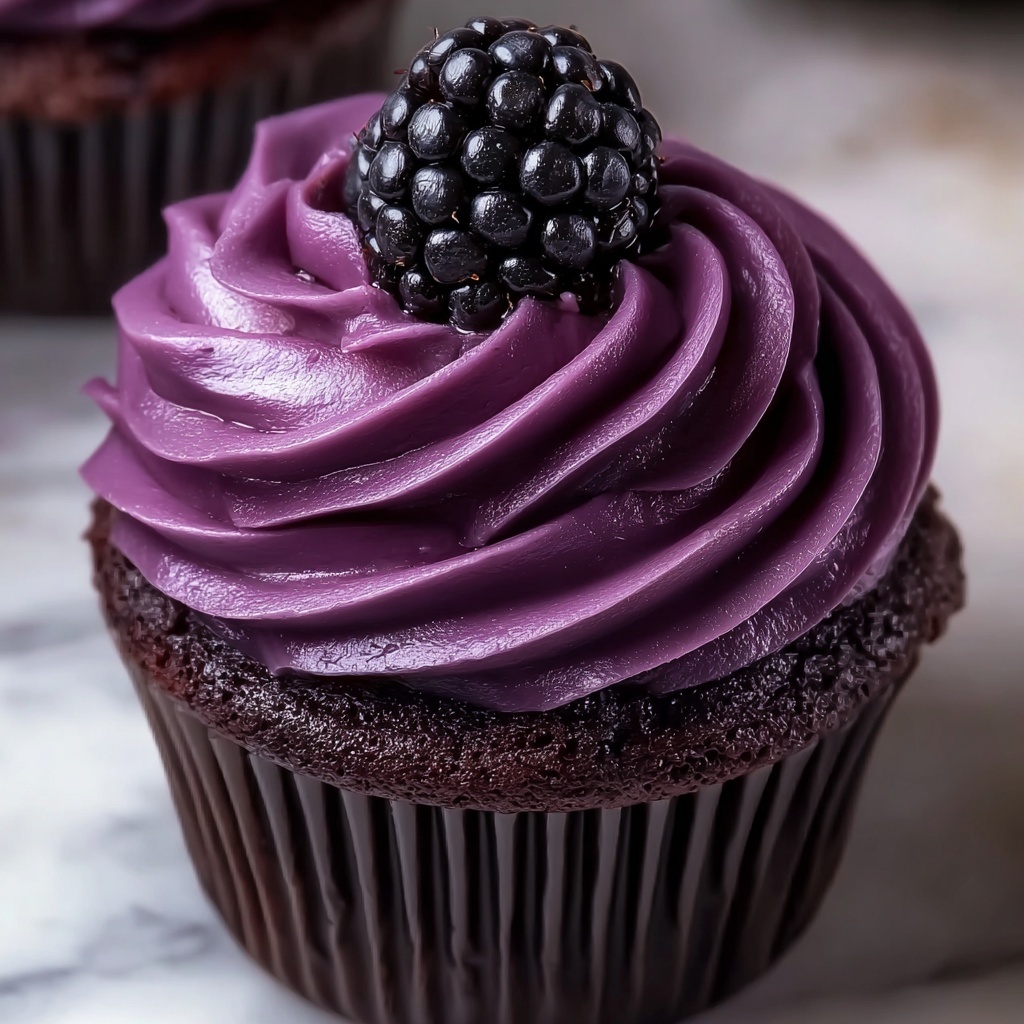 Dark Chocolate Blackberry Cupcakes Recipe - Recipe Image