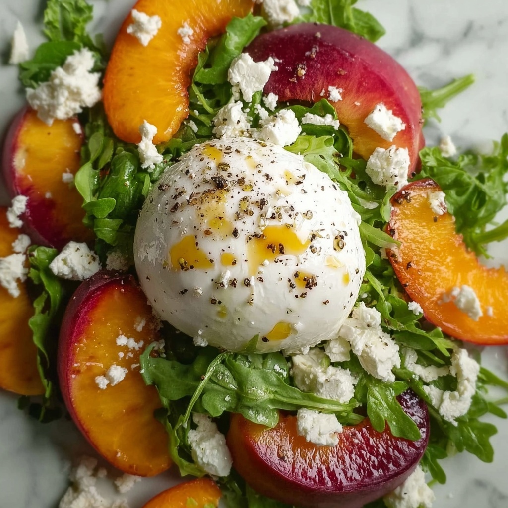Peach Burrata Salad with Toasted Nuts and Balsamic Glaze Recipe - Recipe Image