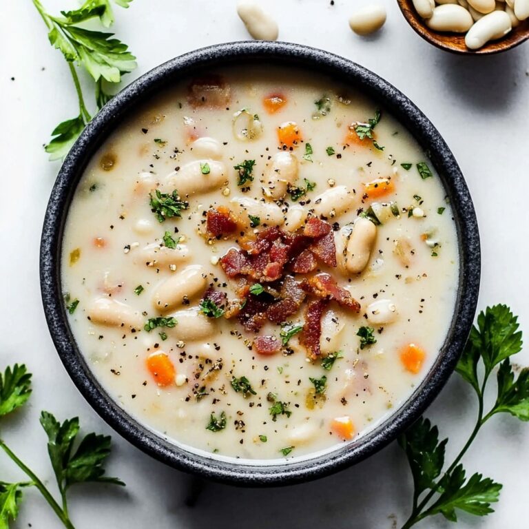 White Bean Soup with Crispy Bacon and Fresh Parsley Recipe